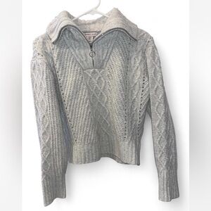 Sincerely Jules Light Gray Cable Knit Turtleneck Sweater